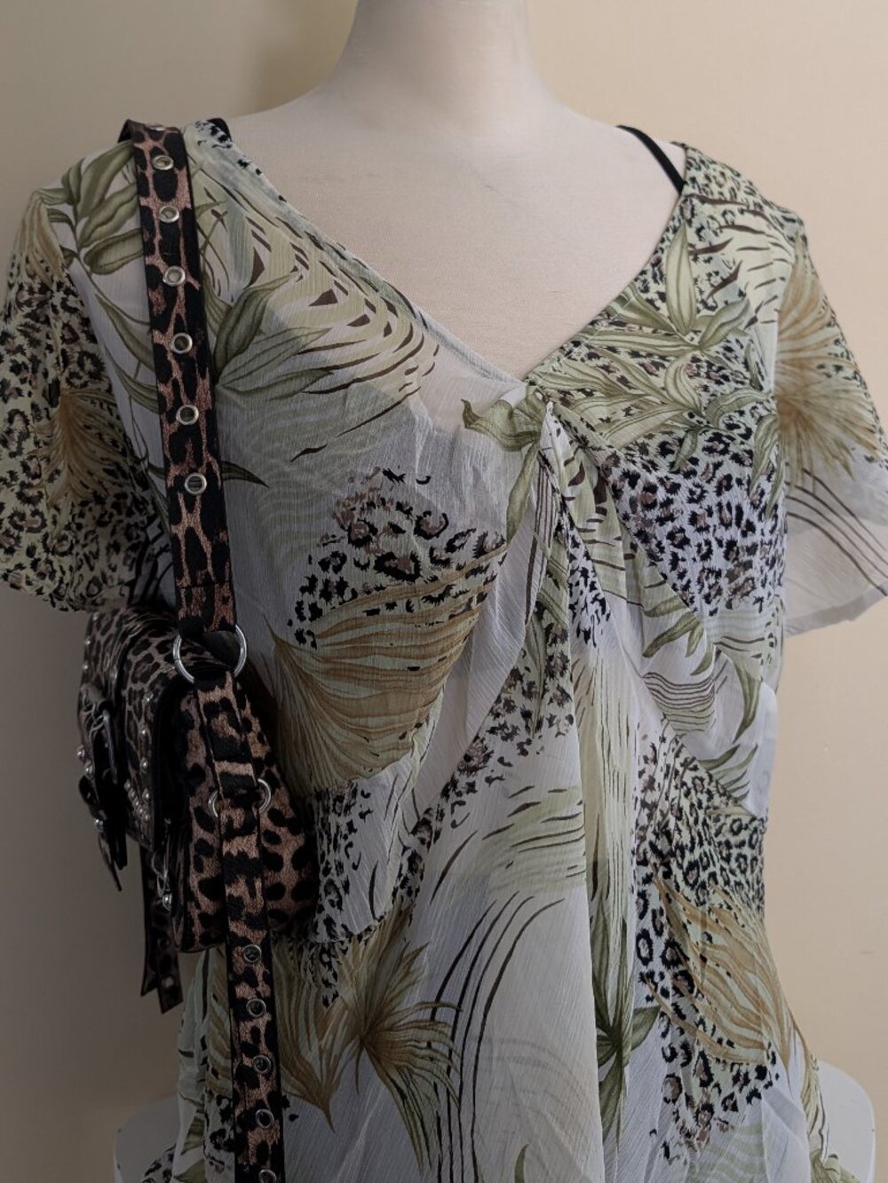 BOHO LEOPARD Y2K SHEER VINTAGE TOP